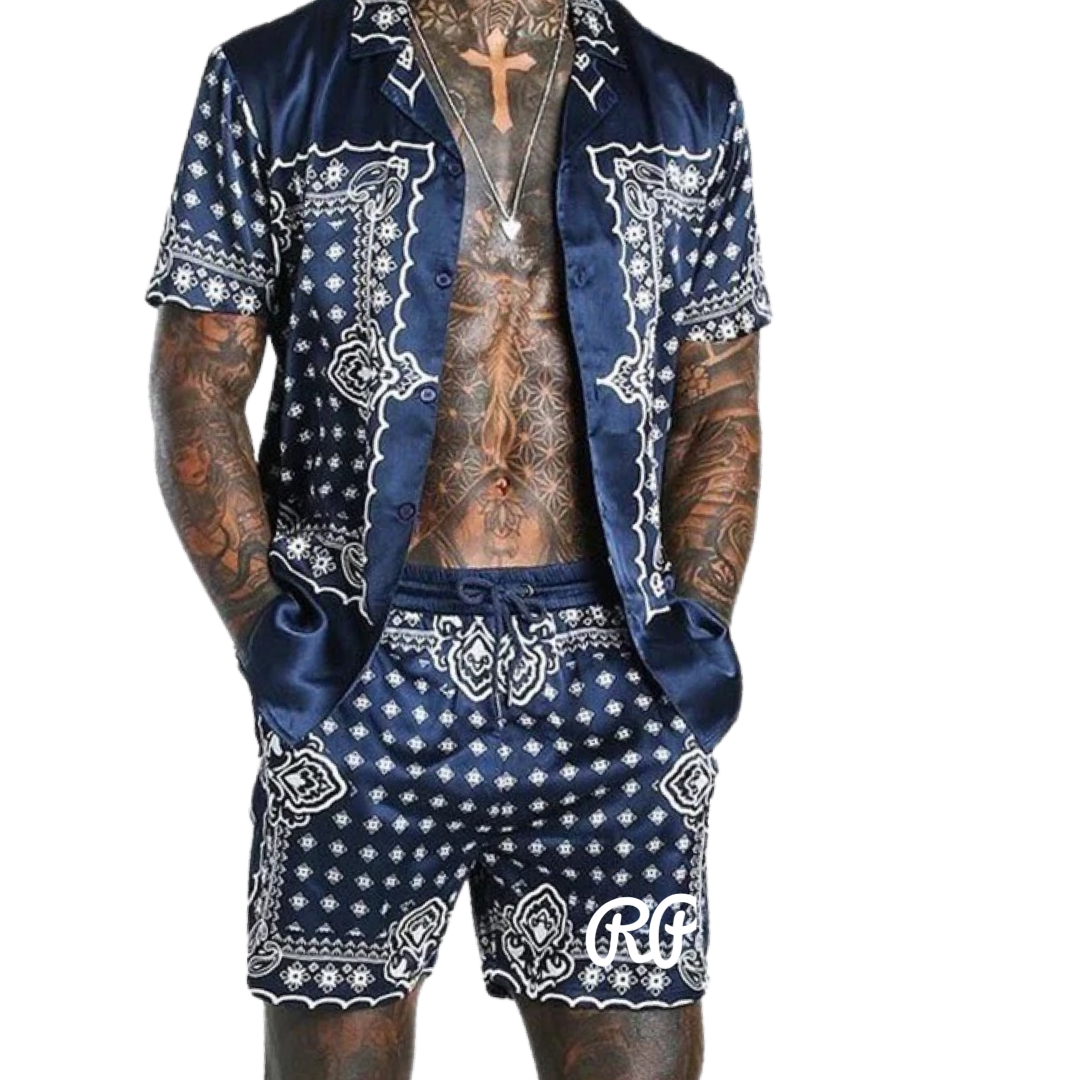 Rich Popular Mens Paisley  Summer Beachwear  Set